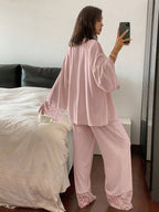 3 pcs lace pajama set