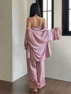3 pcs lace pajama set