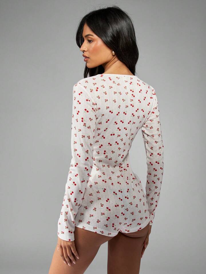 Cherry Print Bodysuit Pajama