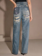 Rhinestone Straight Leg Jeans