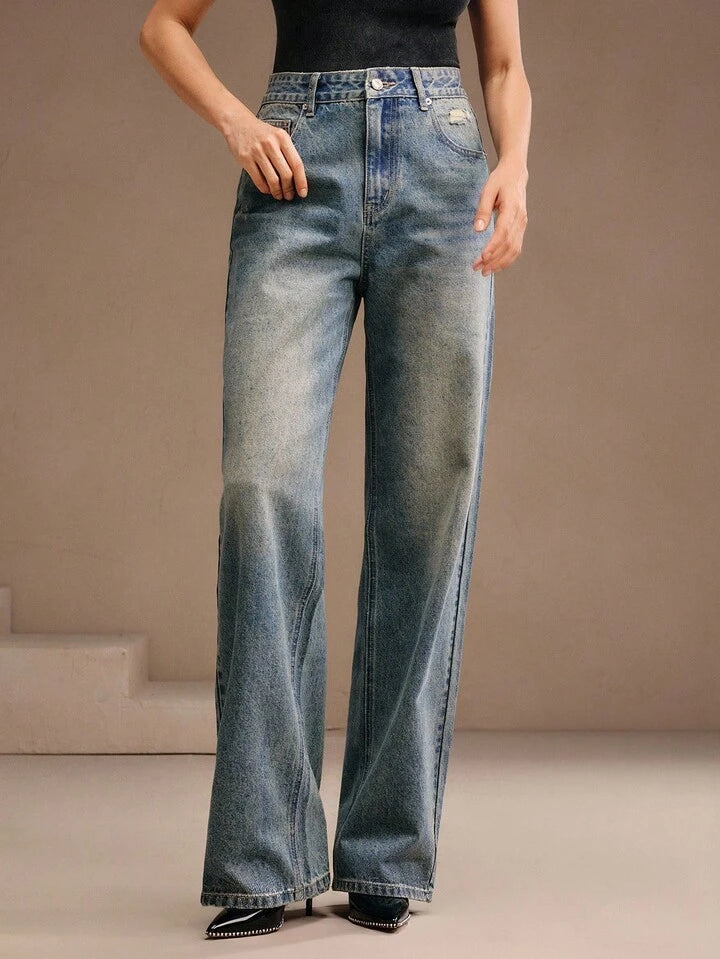 Rhinestone Straight Leg Jeans