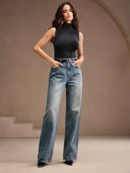 Rhinestone Straight Leg Jeans