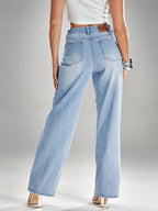 Heart Rhinestone Straight Leg Jeans