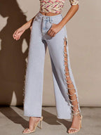 Rhinestone Wide Leg Jeans