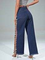 Rhinestone Wide Leg Jeans