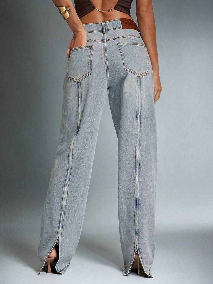 Denim Jeans With Back Zipper