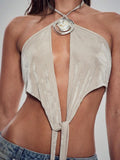 Tie Front Cut Out Low Back Top