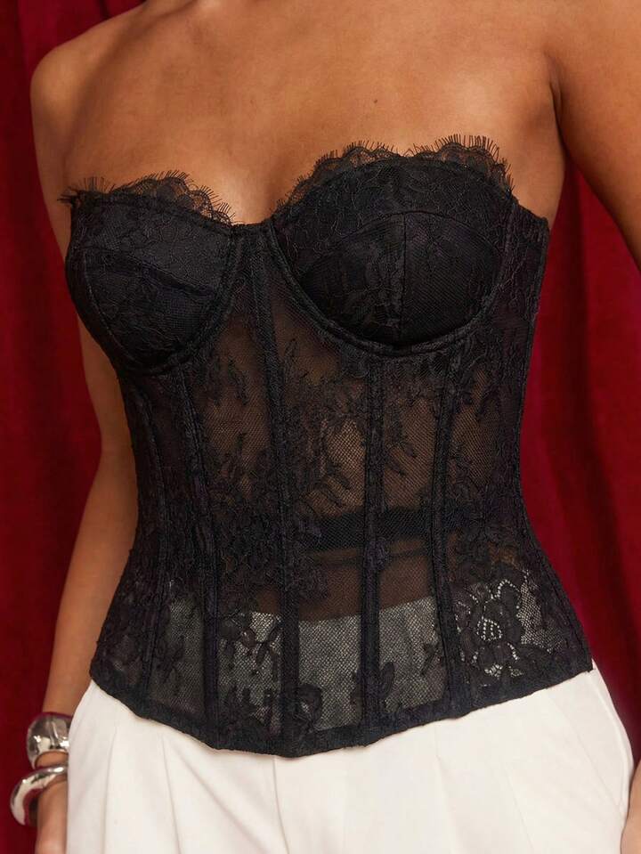 Strapless Lace Corset Top
