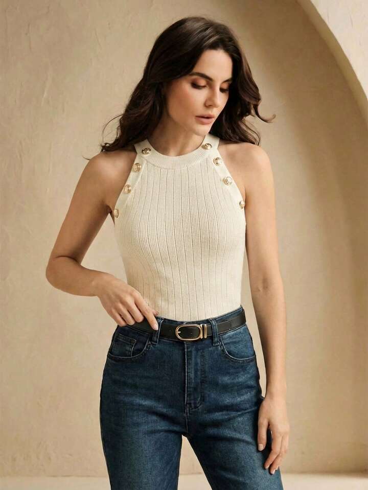 Metal Buckle Top