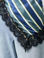 Asymmetric Striped with Lace Top