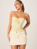 Tie Front Strapless Corset Top