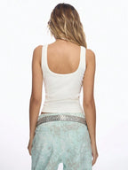 Crystal Embellished Ribbed Tank Top