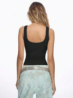 Crystal Embellished Ribbed Tank Top