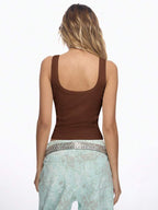 Crystal Embellished Ribbed Tank Top