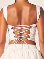 Lace Up Back Corset Bustier Tank Top