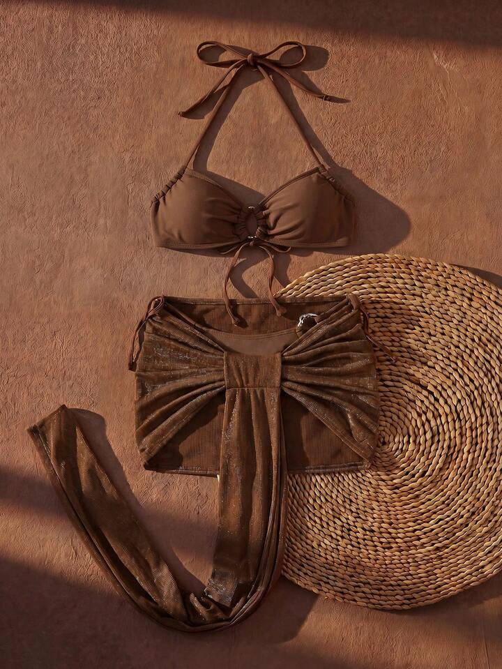 3-Pieces Swimsuit And Cover Up Set