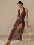3 Pieces, Swimsuit Top with Skirt Swimsuit & Cover Up Set