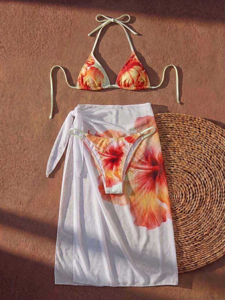 3-Pieces Swimsuit & Mesh Cover Up