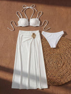 3-Pieces Swimsuit Set With Skirt Cover Up