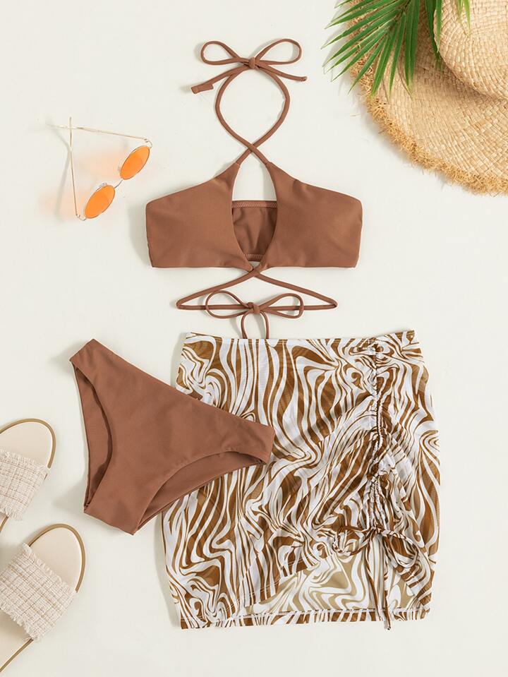 3-Pieces Swimsuit Set With Cover-Up Set