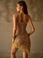 Handmade Crochet Asymmetric Cover Up Dress