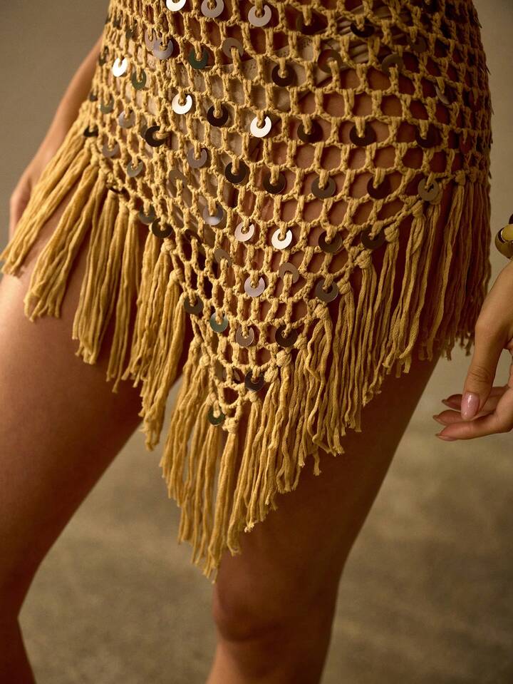 Handmade Crochet Asymmetric Cover Up Dress