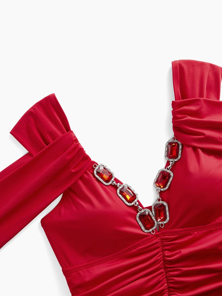 One-Piece Swimsuit Jewelry Decorated