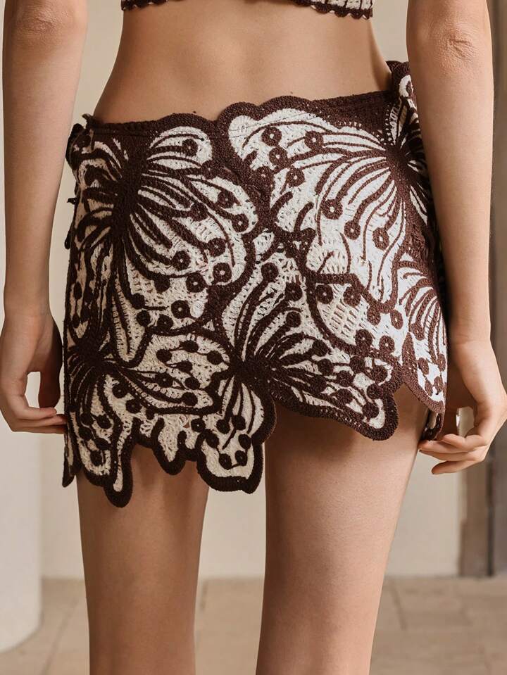 Butterfly Design Asymmetric Cover Up