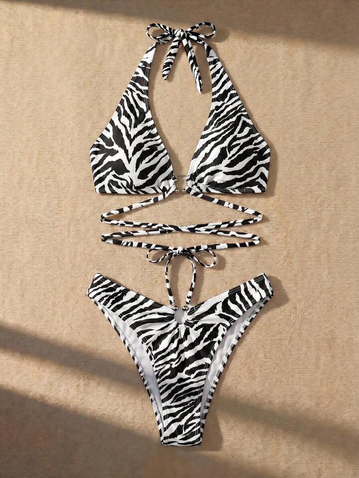 Zebra Print Swimsuit Set