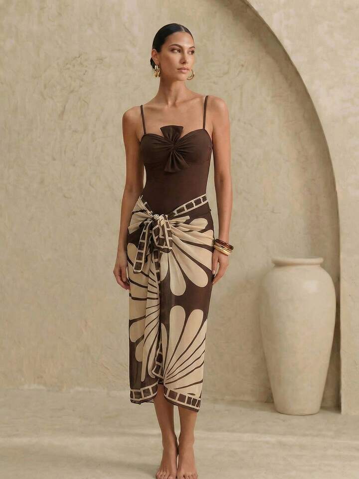 One-Piece Swimsuit & Cover Up Skirt