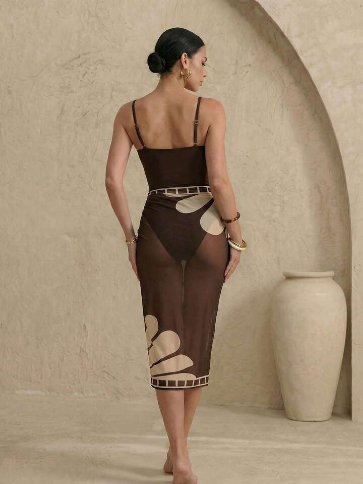 One-Piece Swimsuit & Cover Up Skirt
