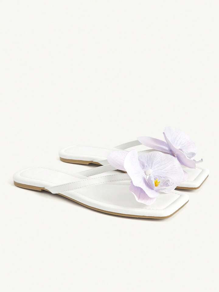 3D Flower Flat Sandals
